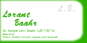 lorant baahr business card